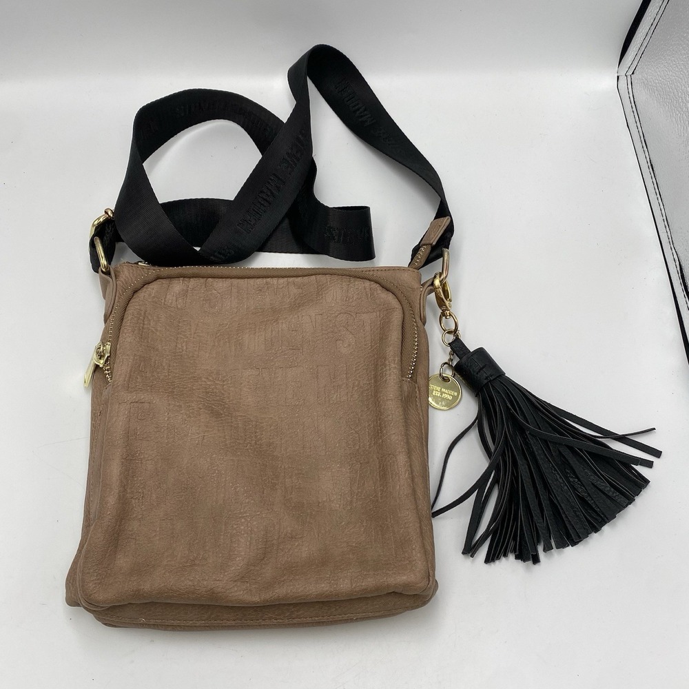 Steve Madden Women's Crossbody Satchel Bag Tan Brown 9x9.5